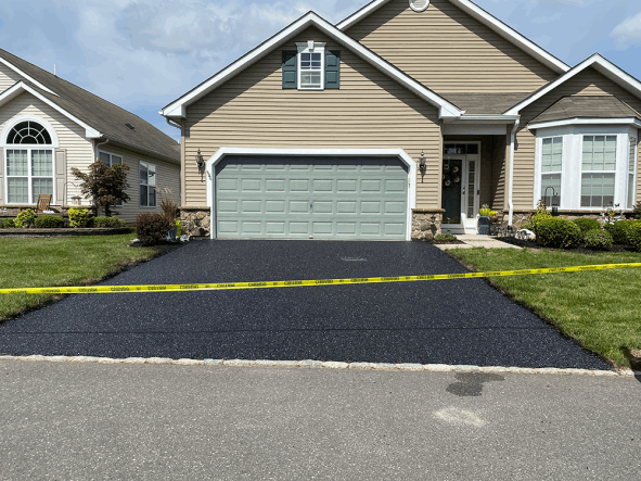 Driveway after sealcoating